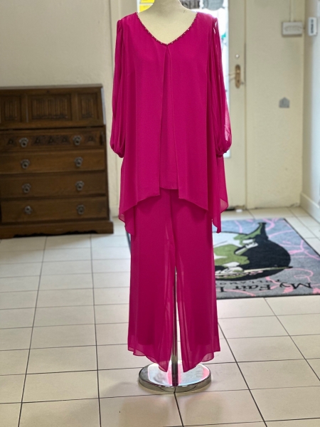 7342 - Hot Pink Trousers Suit