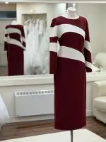 21063 Burgandy Cream Dress.jpeg image