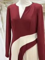 21061 Burgandy Cream Dress 2.jpeg image