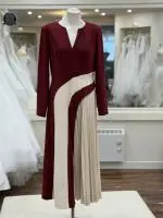 21061 Burgandy Cream Dress.jpeg image