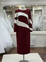 21063 Burgandy Cream Dress 1.jpeg image