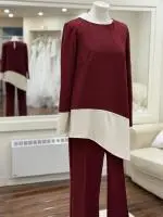 21070 Burgandy Cream Trs Suit 4.jpeg image