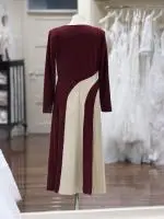 21061 Burgandy Cream Dress 3.jpeg image