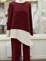 21070 Burgandy Cream Trs Suit 1.jpeg image